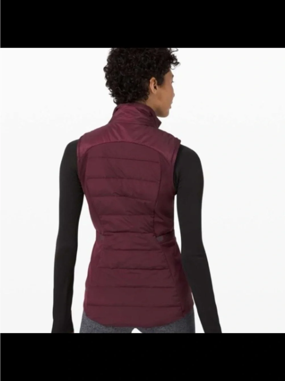 Lululemon Quilted Down Puffer Full Zip Sleeveless Mock Neck Vest Burgundy Red
